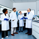 **

"A diverse team of scientists in a modern laboratory, collaborating on biofabric research, showing advanced equipment and sustainable materials, fully clothed in lab coats, appropriate attire, safe for work, perfect anatomy, correct proportions, professional setting, high quality, family-friendly."

**